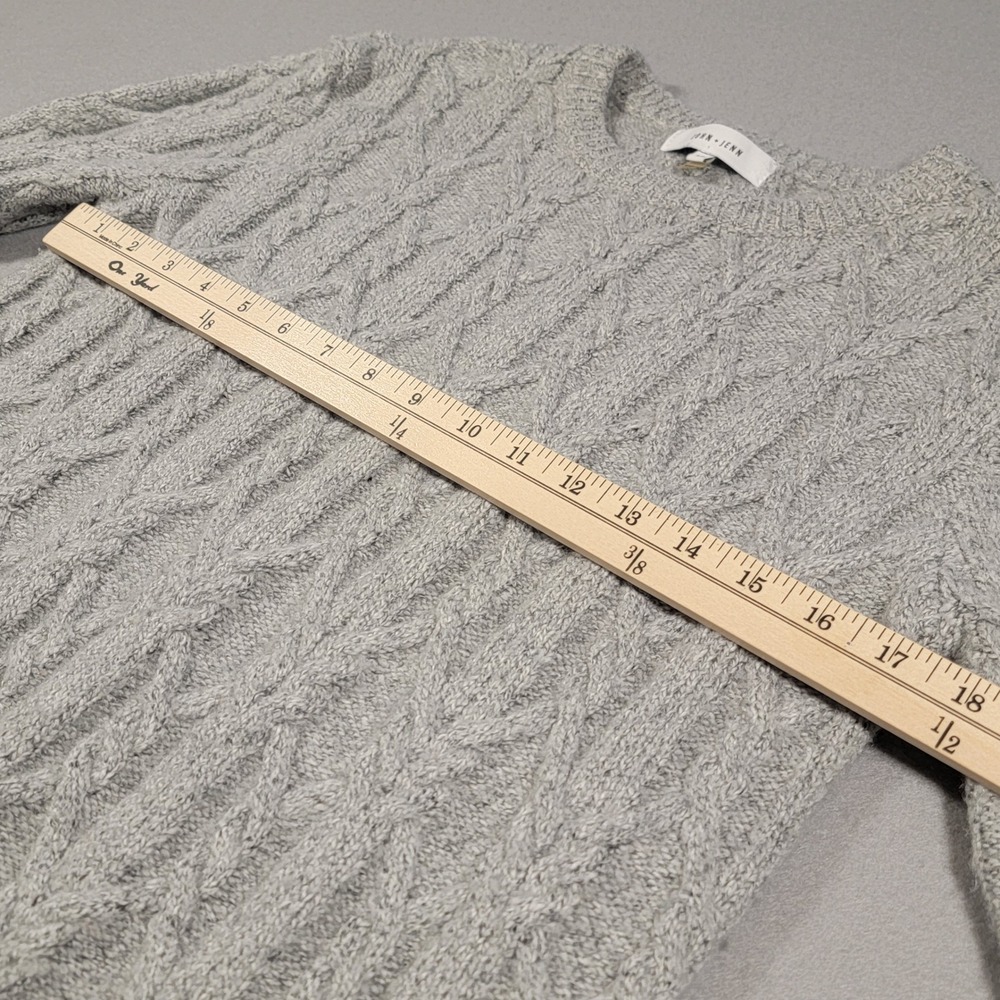 Anthropologie John + Jenn Cable Knit Sweater Women's Size Small Petite Gray - Picture 8 of 10